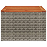 Garden Table Grey 55x55x37 cm Poly Rattan and Acacia Wood - Top-Down View