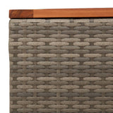 Garden Table Grey 55x55x37 cm Poly Rattan and Acacia Wood - Close-Up Angle