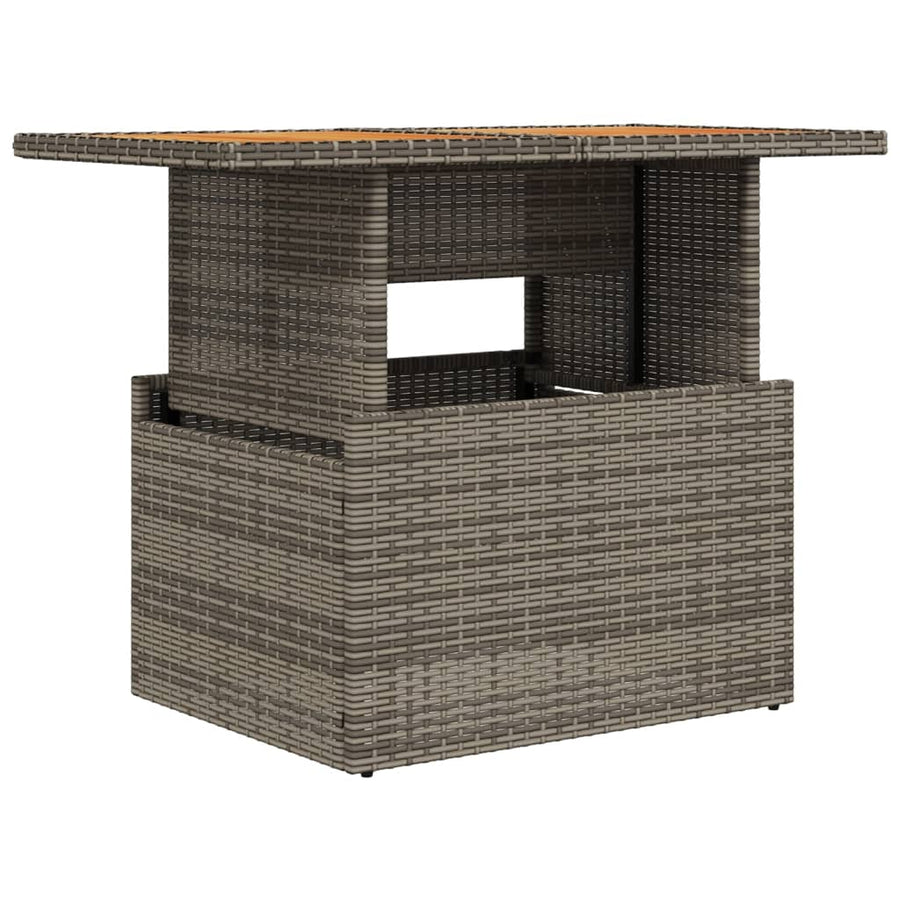 Garden Table Grey 100x55x73 cm Poly Rattan and Acacia Wood