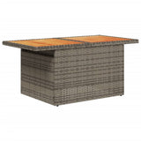 Garden Table Grey 100x55x73 cm Poly Rattan and Acacia Wood - Top-Down View