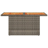 Garden Table Grey 100x55x73 cm Poly Rattan and Acacia Wood