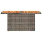 Garden Table Grey 100x55x73 cm Poly Rattan and Acacia Wood