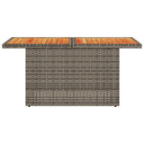 Garden Table Grey 100x55x73 cm Poly Rattan and Acacia Wood - 45-Degree Angle