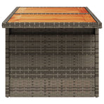 Garden Table Grey 100x55x73 cm Poly Rattan and Acacia Wood