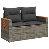 Garden Sofa with Cushions 2-Seater Grey Poly Rattan - Top-Down View