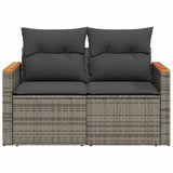 Garden Sofa with Cushions 2-Seater Grey Poly Rattan - 45-Degree Angle