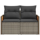 Garden Sofa with Cushions 2-Seater Grey Poly Rattan - Top-Down View