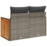 Garden Sofa with Cushions 2-Seater Grey Poly Rattan - Rear View