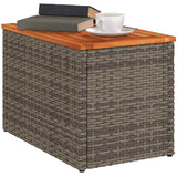 Garden Side Tables 2 pcs Grey 55x34x37cm Poly Rattan Solid Wood - Top-Down View