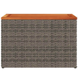 Garden Side Tables 2 pcs Grey 55x34x37cm Poly Rattan Solid Wood - Rear View