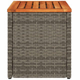 Garden Side Tables 2 pcs Grey 55x34x37cm Poly Rattan Solid Wood - Close-Up Angle