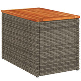 Garden Side Tables 2 pcs Grey 55x34x37cm Poly Rattan Solid Wood - Low Angle