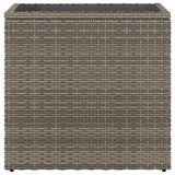 Garden Side Table with Glass Top Grey 58x27.5x55 cm Poly Rattan