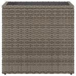 Garden Side Table with Glass Top Grey 58x27.5x55 cm Poly Rattan