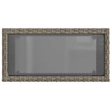 Garden Side Table with Glass Top Grey 58x27.5x55 cm Poly Rattan