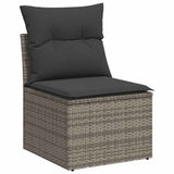 Garden Chair Armless with Cushions Grey Poly Rattan - Front View