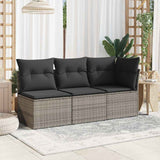 Garden Chair Armless with Cushions Grey Poly Rattan - Side View