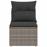 Garden Chair Armless with Cushions Grey Poly Rattan