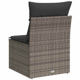 Garden Chair Armless with Cushions Grey Poly Rattan - Rear View