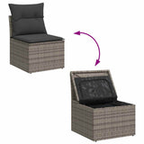 Garden Chair Armless with Cushions Grey Poly Rattan - Close-Up Angle