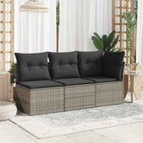 Garden Sofa Corner with Cushions Grey Poly Rattan - Side View