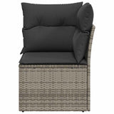 Garden Sofa Corner with Cushions Grey Poly Rattan - Top-Down View