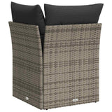 Garden Sofa Corner with Cushions Grey Poly Rattan