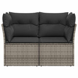 Garden Sofa with Cushions 2-Seater Grey Poly Rattan - Top-Down View