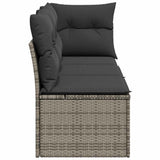 Garden Sofa with Cushions 3-Seater Grey Poly Rattan - 45-Degree Angle