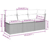 Garden Sofa with Cushions 3-Seater Grey Poly Rattan - Extra Image