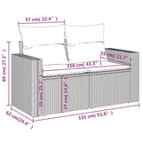 Garden Sofa with Cushions 2-Seater Grey Poly Rattan
