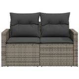 Garden Sofa with Cushions 2-Seater Grey Poly Rattan - 45-Degree Angle
