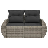 Garden Sofa with Cushions 2-Seater Grey Poly Rattan - Top-Down View