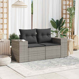 Garden Sofa with Cushions 2-Seater Grey Poly Rattan - Side View