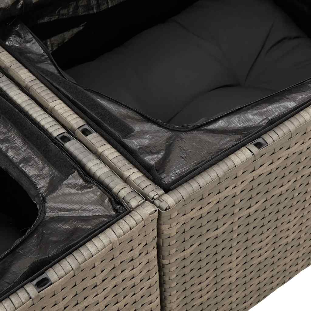 Garden Sofa with Cushions 2-Seater Grey Poly Rattan
