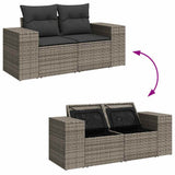 Garden Sofa with Cushions 2-Seater Grey Poly Rattan - Extra Image