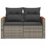 Garden Sofa with Cushions 2-Seater Grey Poly Rattan - Top-Down View