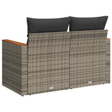 Garden Sofa with Cushions 2-Seater Grey Poly Rattan - Rear View