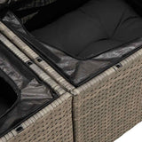 Garden Sofa with Cushions 2-Seater Grey Poly Rattan - Low Angle