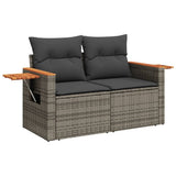 Garden Sofa with Cushions 2-Seater Grey Poly Rattan