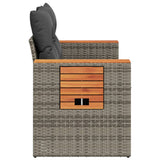 Garden Sofa with Cushions 2-Seater Grey Poly Rattan - Rear View