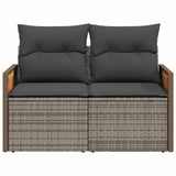 Garden Sofa with Cushions 2-Seater Grey Poly Rattan