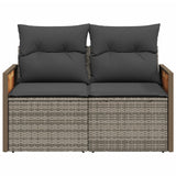 Garden Sofa with Cushions 2-Seater Grey Poly Rattan - Top-Down View