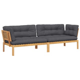 Garden Pallet Corner Sofas 2 pcs with Cushions Solid Wood Acacia - Front View