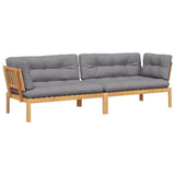 Garden Pallet Corner Sofas 2 pcs with Cushions Solid Wood Acacia - Front View