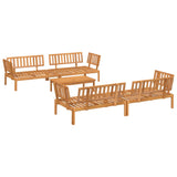 5 Piece Garden Pallet Sofa Set Solid Wood Acacia - Front View