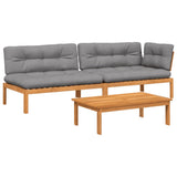 3 Piece Garden Pallet Sofa Set with Cushions Solid Wood Acacia