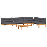 5 Piece Garden Pallet Sofa Set with Cushions Solid Wood Acacia
