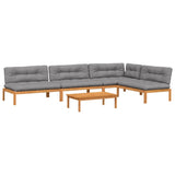 5 Piece Garden Pallet Sofa Set with Cushions Solid Wood Acacia - Front View
