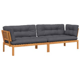 Garden Pallet Corner Sofas with Cushions 2 pcs Solid Wood Acacia - Front View